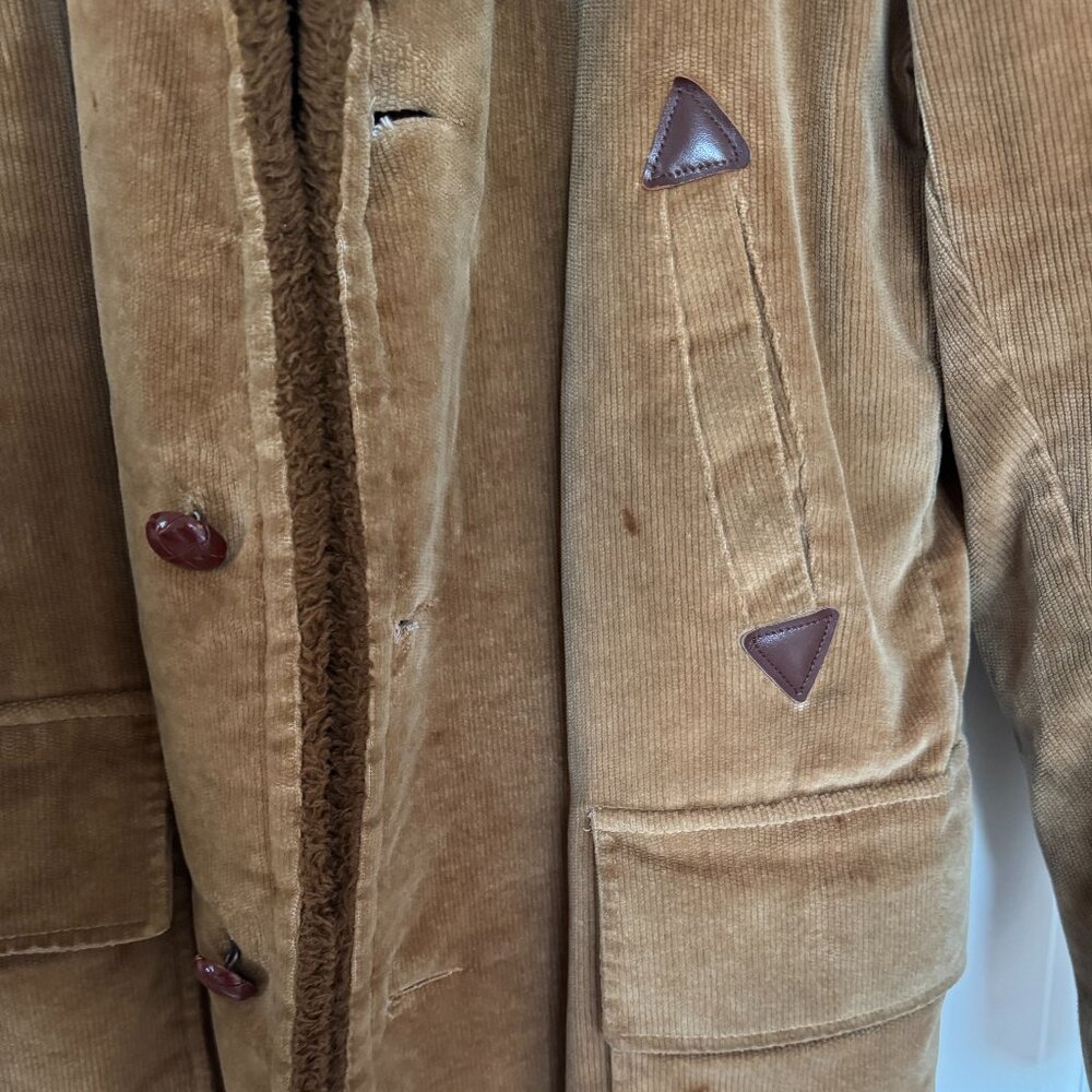 Vintage William Barry Corduroy Button Up Cozy Sherpa Coat Jacket 70s - M/L - Picture 4 of 7